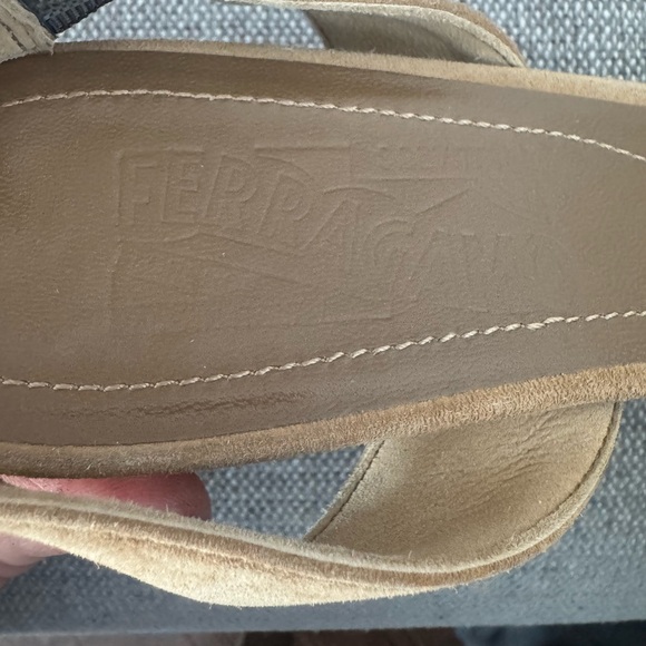 Salvatore Ferragamo Suede Gancini Sandals – Size 7.5 – Tan – Fair Condition - Picture 3 of 7